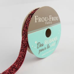 Bobinette Frou-Frou - 2 m x 9 mm - Velours - paillete Rubis eclatant
