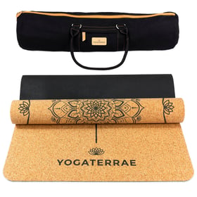 Tapis de Yoga Antidérapant Liège-Caoutchouc naturel MANDALA 183x66x0,5cm + Sangle + Sac de transport