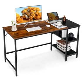 Bureau d'ordinateur 140 cm grand bureau à domicile avec étagères de rangement
