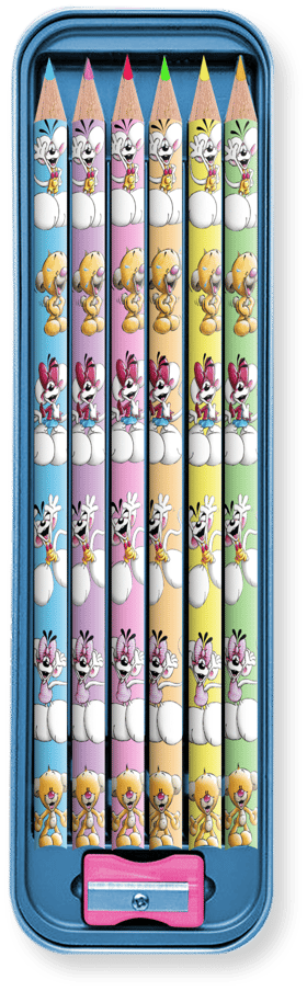 Plumier 6 crayons de couleur + taille-crayons Diddl 