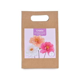 Coffret création de fleurs en papier crépon - Rose - Crealia