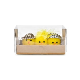 Lot de 6 poussins décoratifs avec chapeau - Collection Pâques - Créalia