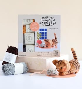 Crochetez, adoptez, exposez ! Un coffret astucieux 2-en-1 : Milo le chat tigre et  son cadre déco !