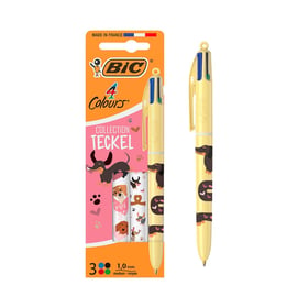 Lot de 3 stylos-bille 4 couleurs BIC - Teckel - Exclusivité Cultura