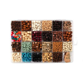 Coffret de perles en bois multicolores - Créalia