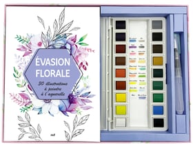 Coffret Aquarelle - Évasion florale - 30 illustrations à peindre à l'aquarelle