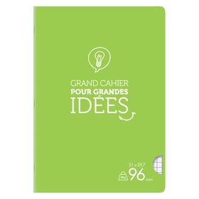 Cahier - Format A4 21 x 29.7 cm - Cultura - 96 pages grands carreaux - Vert