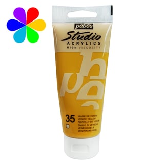 Pébéo Studio - Vernice Acrilica Alta Viscosità, Colore Arancione Fluorescente Trasparente, Tubo Da 100 Ml, Finitura Opaca Satinata, Per Tela, Legno E Mixed Media