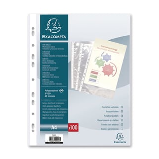 A4 Lot De 100 Pochettes Perforées En Plastique Format A4 à 11 Trous, Pochettes étanches Adaptées Pour Dossiers à 2 Trous, 3 Trous, 4 Trous, Type Serpent, Etc Pochette Plastique