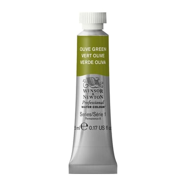 Tube de 5 ml - Peinture aquarelle Winsor & Newton - Vert olive n°447 - Extra fine - Transparent