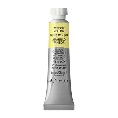Tube de 5 ml - Peinture aquarelle Winsor & Newton - Jaune Winsor n°730 - Extra fine - Semi-transparent