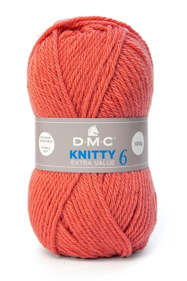 Pelote de fil à tricoter 100% acrylique - DMC - Knitty 6 - Rose corail 622