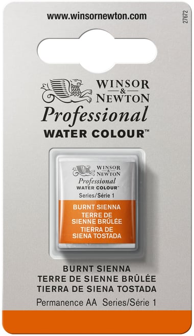 1/2 godet - Peinture aquarelle Winsor & Newton - Sienne brulée n°074 - Extra fine - Transparent