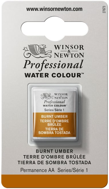 1/2 godet - Peinture aquarelle Winsor & Newton - Terre d'Ombre brûlée n°076 - Extra fine - Transparent