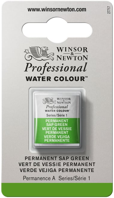 1/2 godet - Peinture aquarelle Winsor & Newton - Vert de vessie permanent n°503 - Extra fine - Transparent