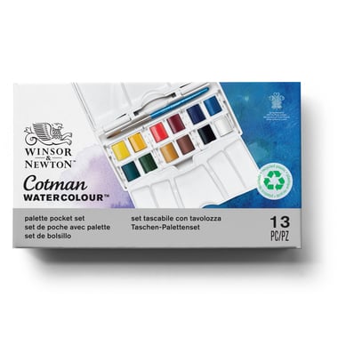 Lot de 12 1/2 godets - Peinture aquarelle Winsor & Newton Cotman Watercolour - Fine - Opaque