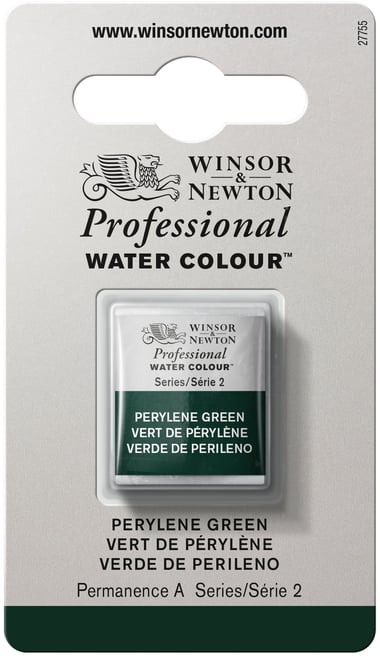 1/2 godet - Peinture aquarelle Winsor & Newton - Vert de Pérylène n°460 - Extra fine - Transparent