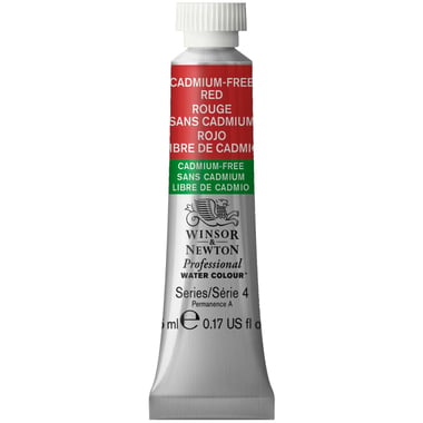 Tube de 5 ml - Peinture aquarelle Winsor & Newton - Rouge sans Cadmium n°901 - Extra fine - Opaque