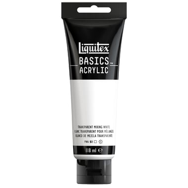 Tube 118 ml de peinture acrylique Liquitex - Basics - Blanc transparent pour melange