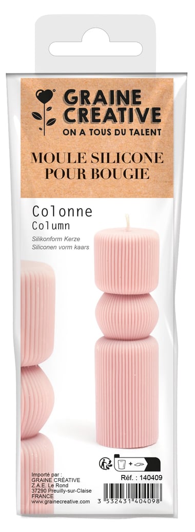 Moule bougie Graine Créative - Colonne antique - Silicone - 13,5 cm