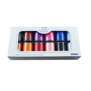 Lot de 12 fils à broder pour machine Artspira ETS12N Brother - Couleurs assorties satinées