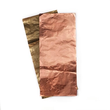 Feuilles de métal x2 - 20 x 45 cm - Doré et cuivré - Créalia