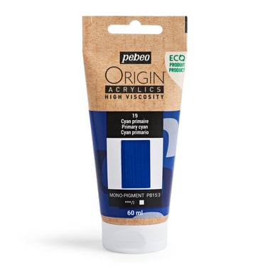 Tube 60 ml de peinture acrylique Pébéo - Origin Acrylics - Cyan primaire