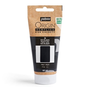 Tube 60 ml de peinture acrylique Pébéo - Origin Acrylics - Gris de payne