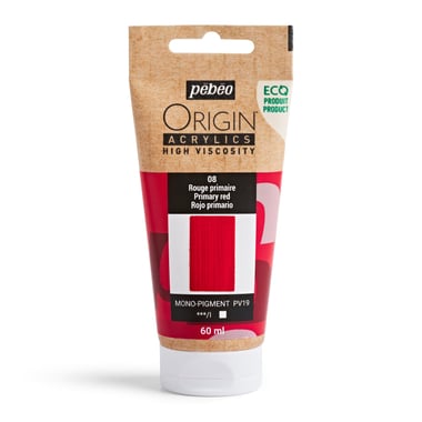 Tube 60 ml de peinture acrylique Pébéo - Origin Acrylics - Rouge primaire