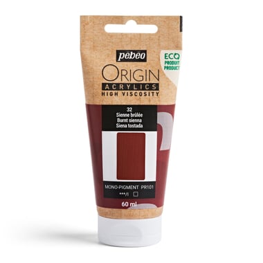 Tube 60 ml de peinture acrylique Pébéo - Origin Acrylics - Sienne brûlée
