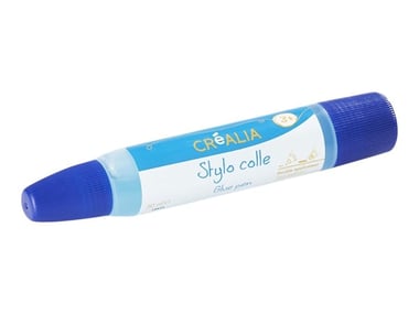 Stylo colle transparente bleue - embout mousse - Créalia