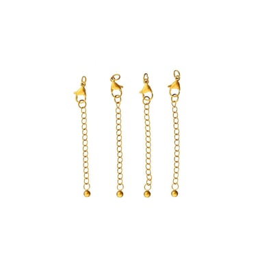 Fermoirs mousquetons avec chaîne x4 - 10 mm - Acier inoxydable doré - Créalia