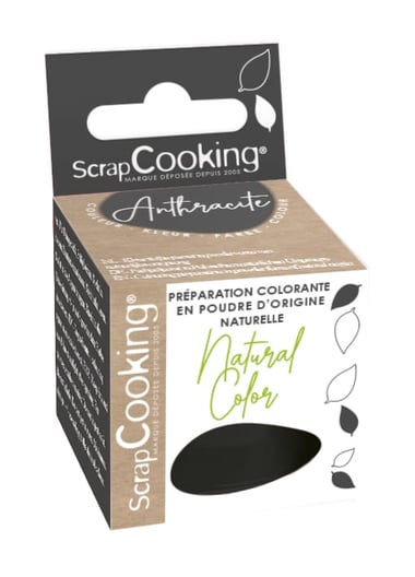 Colorant alimentaire en poudre d'origine naturelle ScrapCooking®- Noir - 3 g