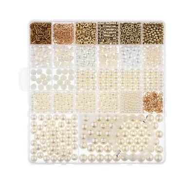 Coffret de perles blanches et dorées - Créalia