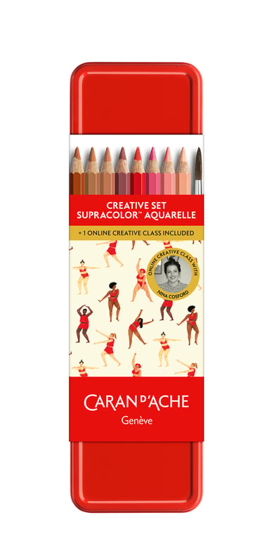 Set créatif 12 crayons aquarellables + 1 pinceau Caran d'Ache - Nina Cosford