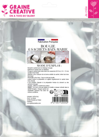 Lot de 6 sachets transparents bain-marie pour bougie Graine Créative