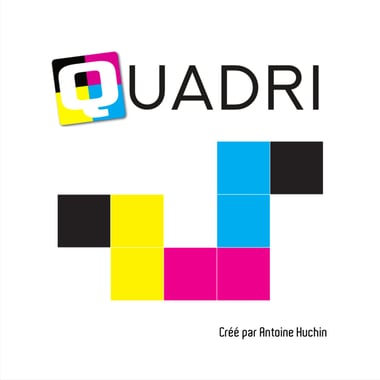 Logo du jeu Quadri et forme composée de carrés de couleur