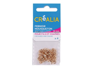 4 fermoirs mousqueton de 12 mm - Or - Créalia