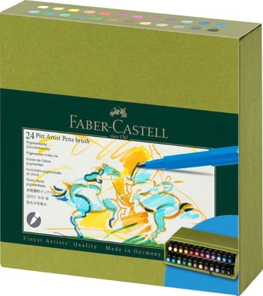 Lot de 24 feutres pointe moyenne - Faber-Castell - Couleurs assorties - Pitt Artist Pen
