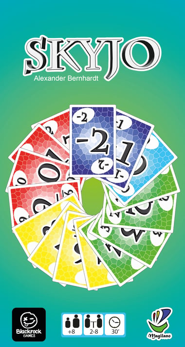 Boîte verte du jeu de cartes Skyjo