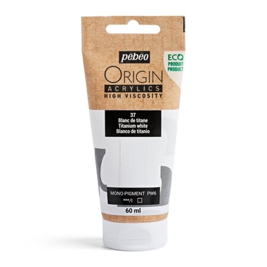 Tube 60 ml de peinture acrylique Pébéo - Origin Acrylics - Blanc de Titane