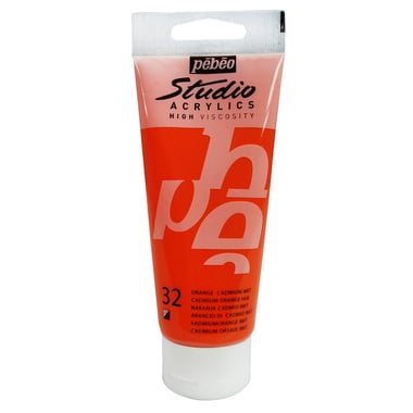 Tube 100 ml de peinture Studio Acrylics High Viscosity Pébéo - Orange de cadmium - Fine - Opaque