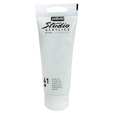 Tube 100 ml de peinture Studio Acrylics High Viscosity Pébéo - Blanc vif - Fine - Opaque