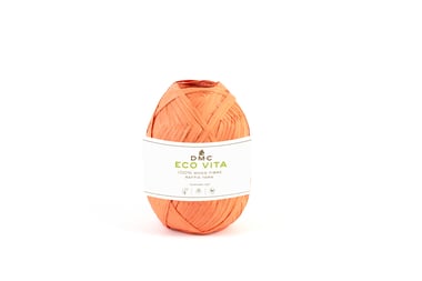 Pelote de fil à tricoter 100% fibres de bois - DMC - Eco Vita Raffia - Orange 10