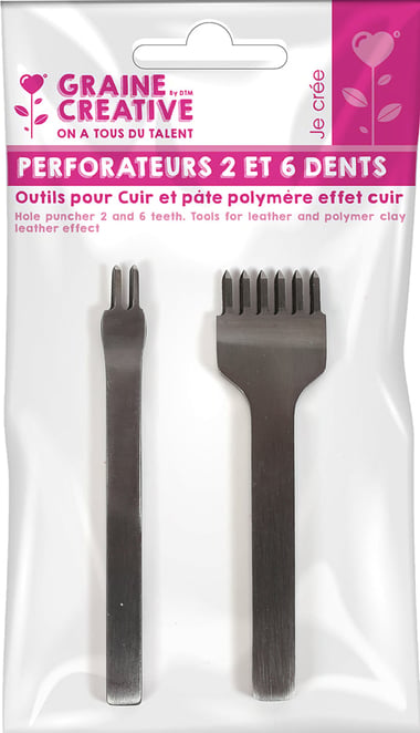 2 Perforateurs pour le cuir  et 6 dents - entraxe 4mm