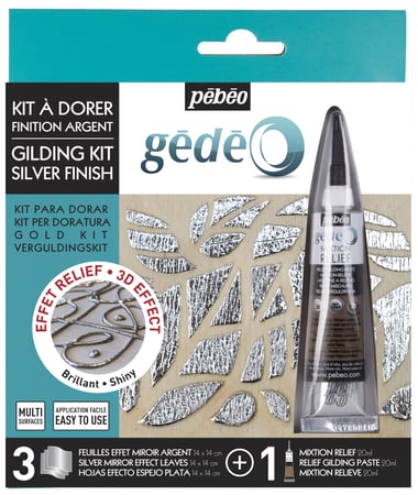 Kit 3 feuilles effet miroir - kit à dorer  - finition argent 