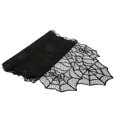 Chemin de table - Toile d'araignée - Dentelle - Noir - 33 cm x 1,82 m