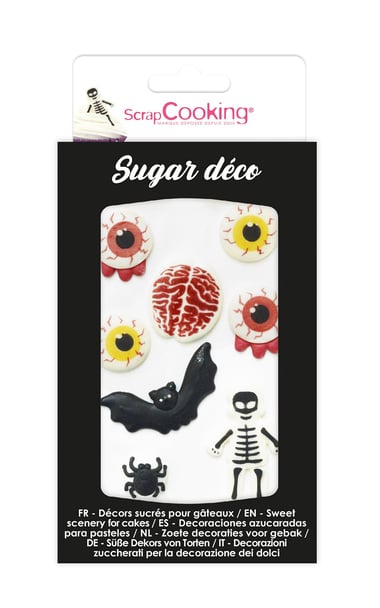 Lot de 6 décorations en sucre ScrapCooking®- Halloween horreur - 17 g