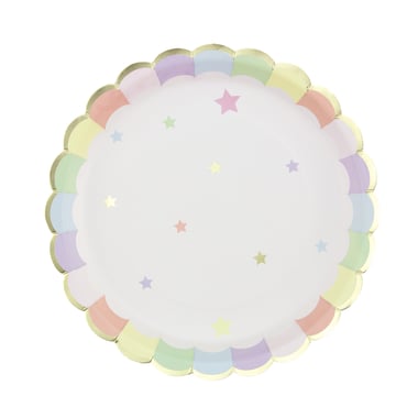 8 assiettes en carton - 23 cm - Rose pastel