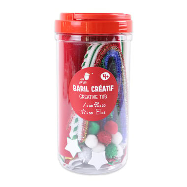 Baril créatif : pompons, fil chenille, feutrine - Créalia